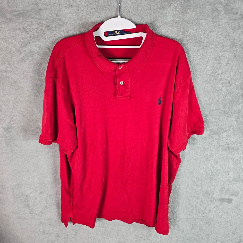 Polo Ralph Lauren‎ Mens XL Red Short Sleeve Cotton Pique Pony Logo Polo Shirt